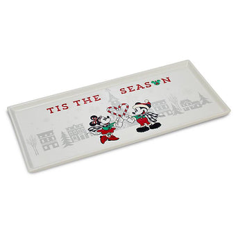 Disney Parks Yuletide Farmhouse Mickey Minnie Rectangular Holiday Platter New