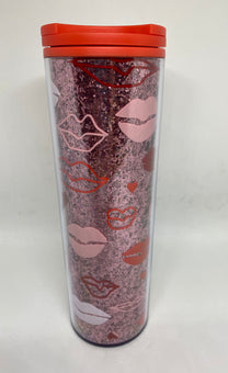 Starbucks Valentine 2021 Lips and Hearts Glitter Travel Tumbler New