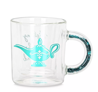 Disney Parks Princess Jasmine Wishing for the Weekend Glass Mug with Glitter New