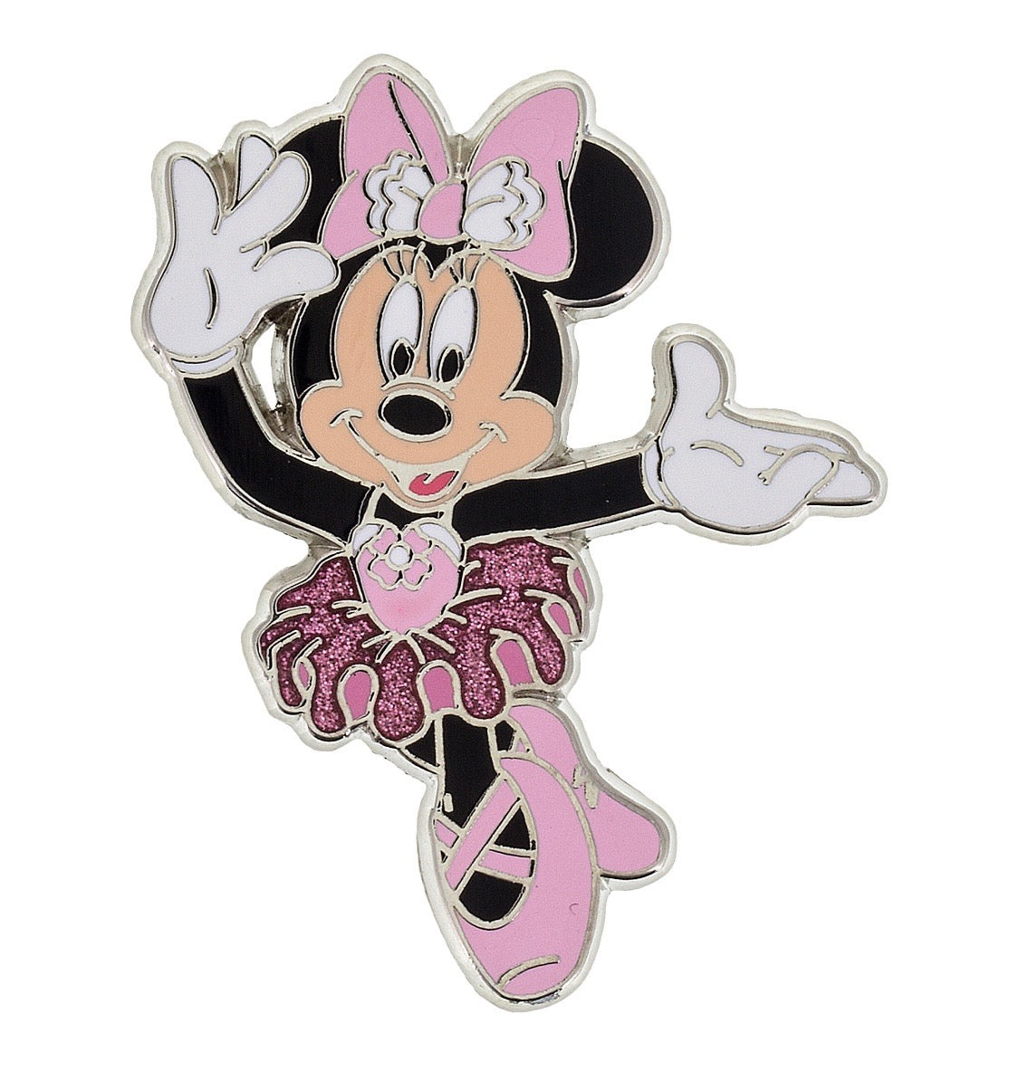 Disney Parks Minnie Mouse Pink Glitter Ballerina Pin New with Card