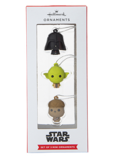 Hallmark Star Wars Yoda Chewbacca Darth Vader Miniature Ornaments Set of 3 New
