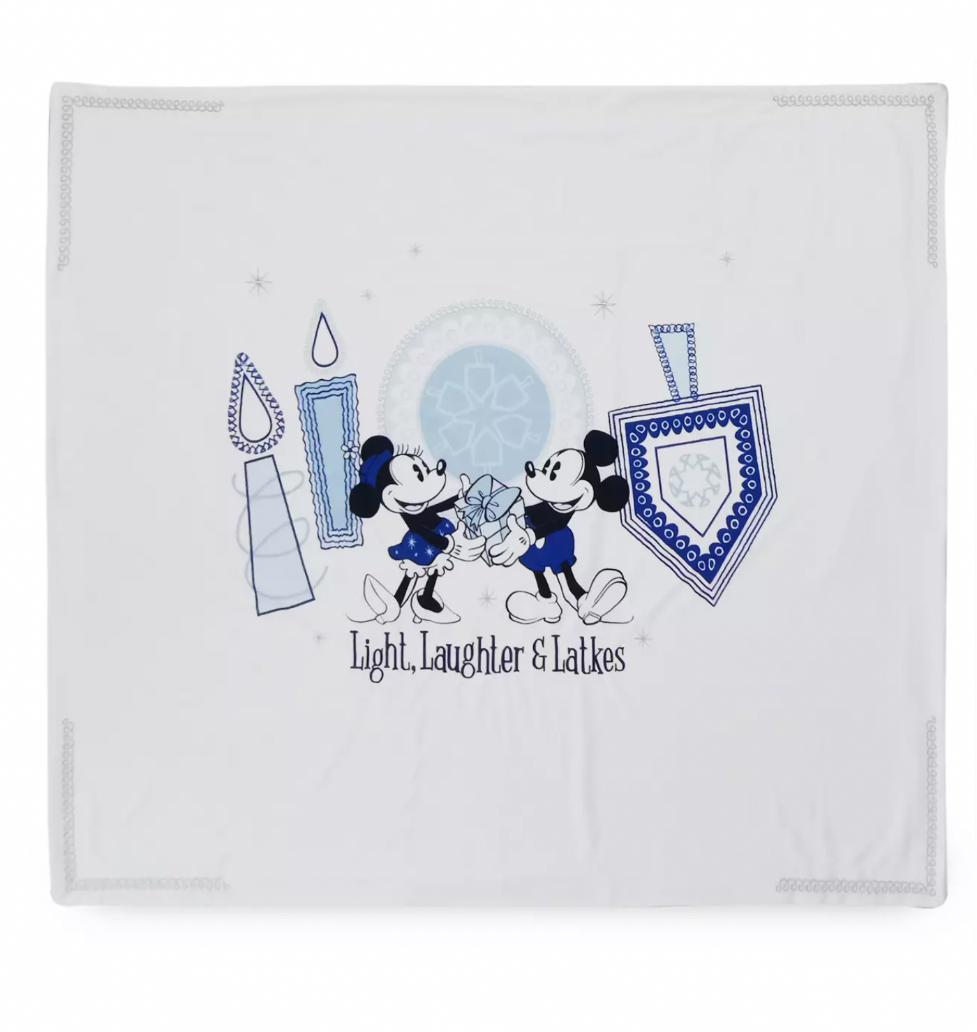 Disney Mickey and Minnie Chanukah Light Laughter and Latke Fleece Throw New