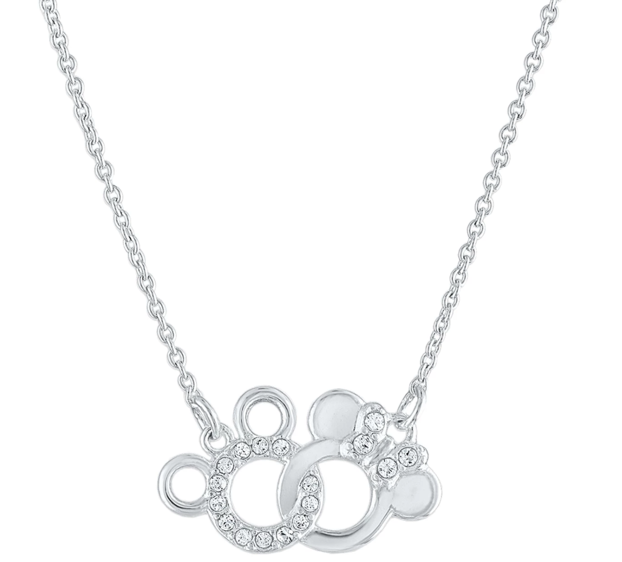 Disney Parks Mickey and Minnie Interlocking Icons Necklace New with Box
