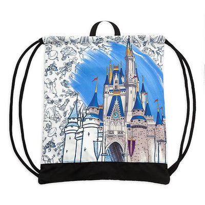 Disney Parks Ink & Paint Cinderella Castle Cinch Sack Walt Disney World New
