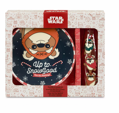 Disney Star Wars Holiday Milk and Cookie Set Milk bottle Straw Plate New w Box