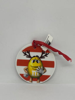 M&M's World Yellow and Red Ceramic Disc Christmas Ornament New with Tag