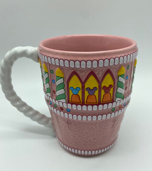 Disney Parks 25th Anniversary Birthday Cake Cinderella Castle Large Mug New