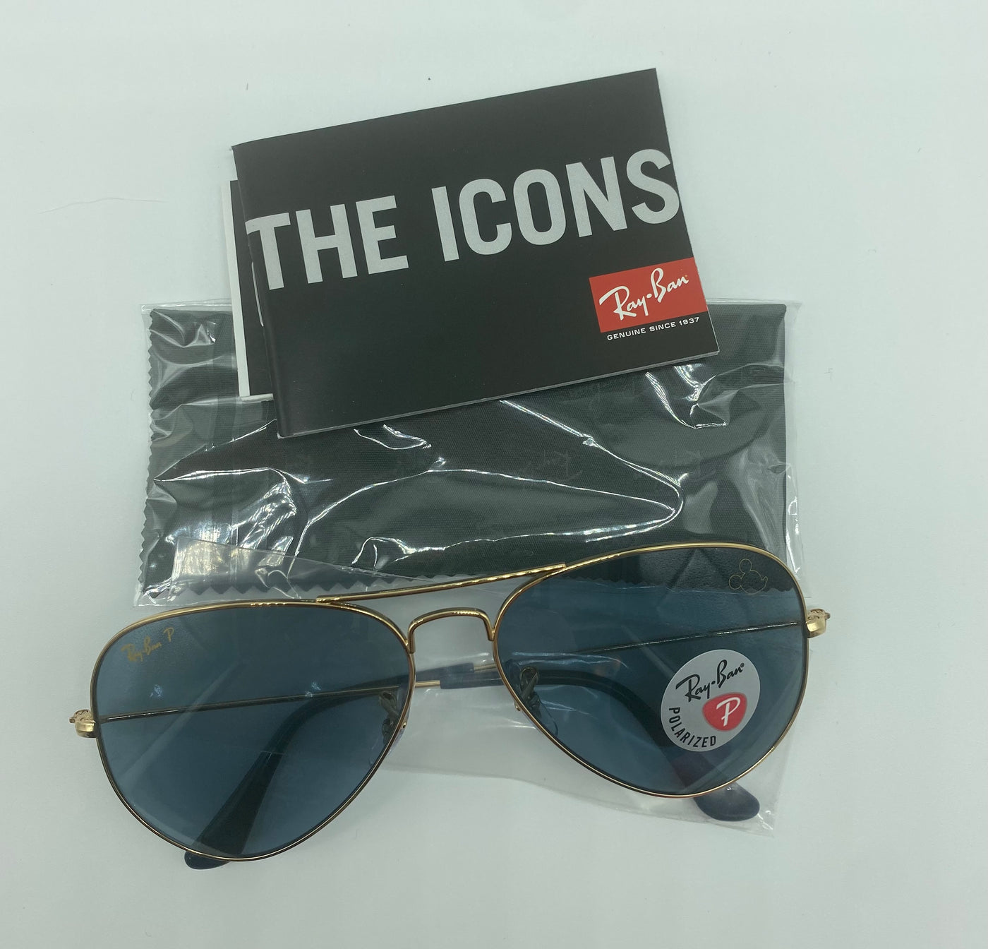 Disney 50th Ray Ban Sunglasses Aviator Large Metal Polar Blue New w Cloth Case