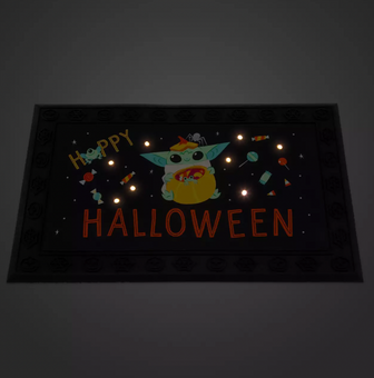Disney Parks Star Wars The Mandalorian Grogu Halloween Light-Up Door Mat New