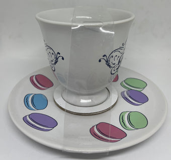 Disney Parks Epcot France Macaroons Tea Cup and Saucer Set New