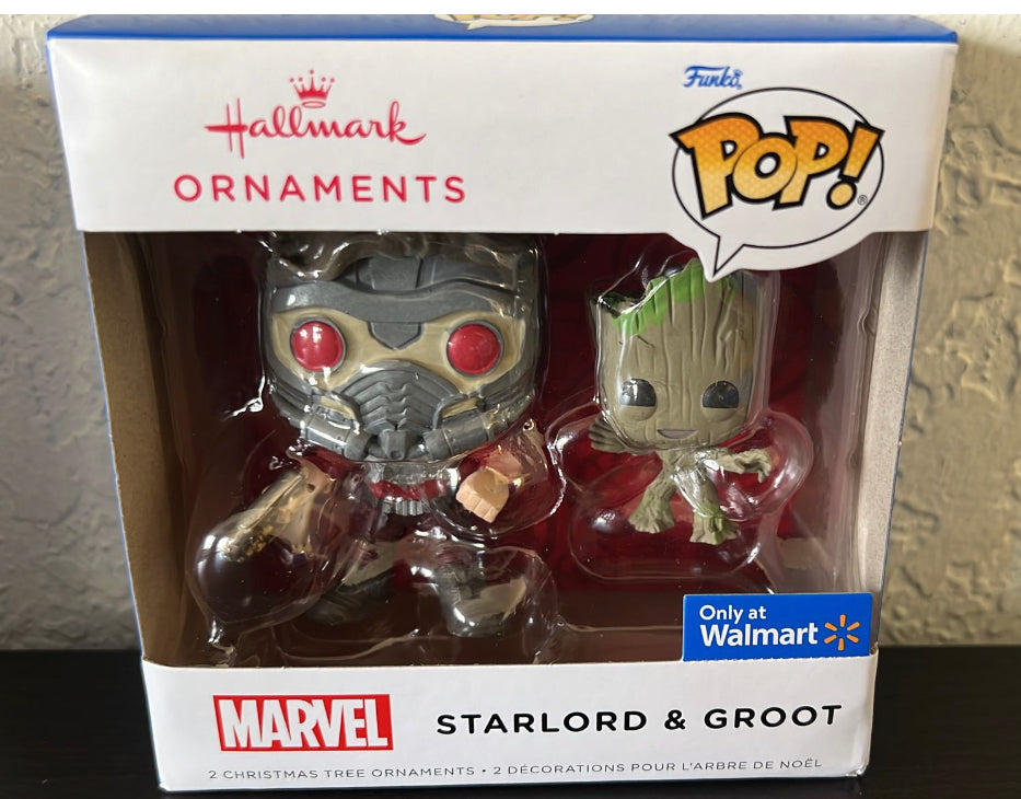 Hallmark 2022 Funko Pop Starlord and Groot Marvel Christmas Ornament New