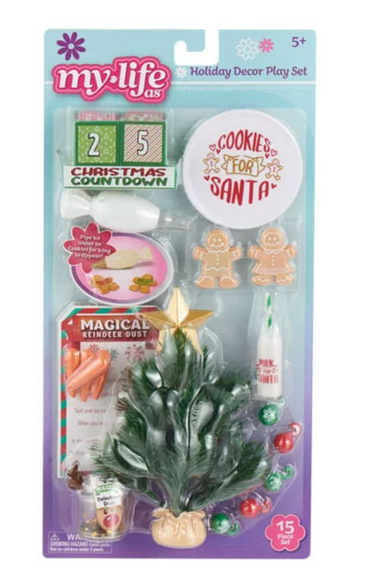 My Life As Christmas Holiday Decor Doll Play Set Tree Cookies Countdown Milk New