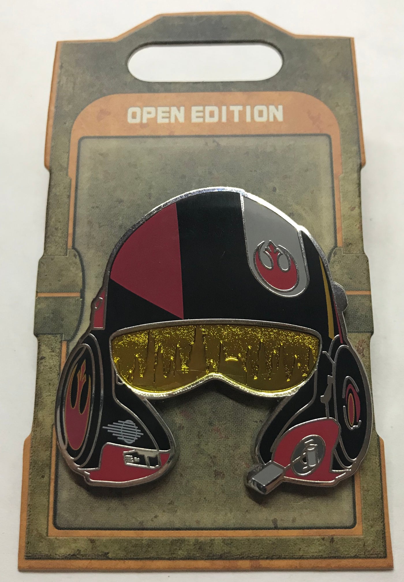 Disney Parks Star Wars Galaxy Edge Poe Dameron Xwing Fighter Helmet Pin New Card