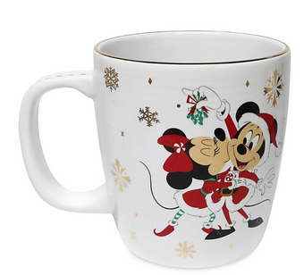 Disney Holiday Mickey and Minnie Meet Me Under the Mistletoe Coffee Mug New