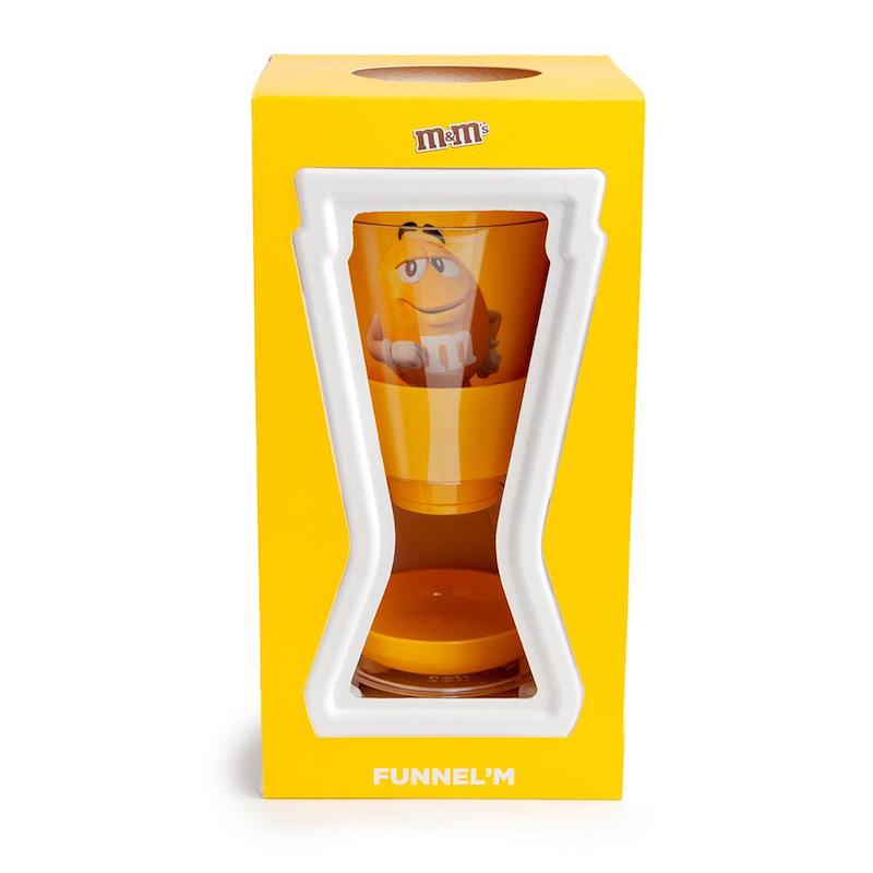 M&M's World Candy Yellow Funnel Dispenser New with Box