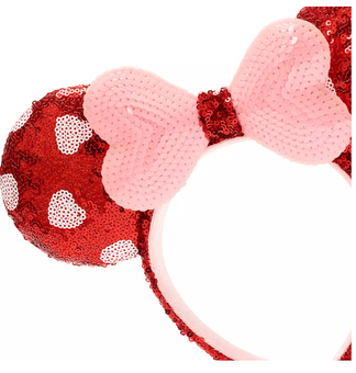 Disney Parks WDW Valentine Pink Red Sequin Minnie Ears Headband Adult New Tag
