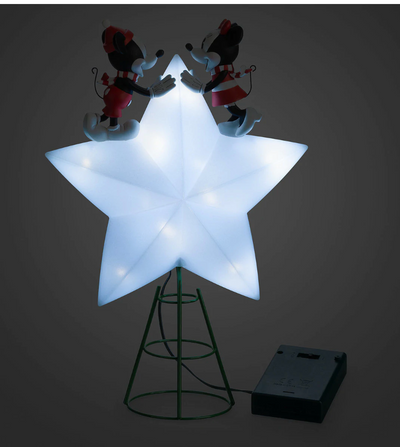 Disney Store Mickey and Minnie Light-Up Holiday Christmas Tree Topper New Box