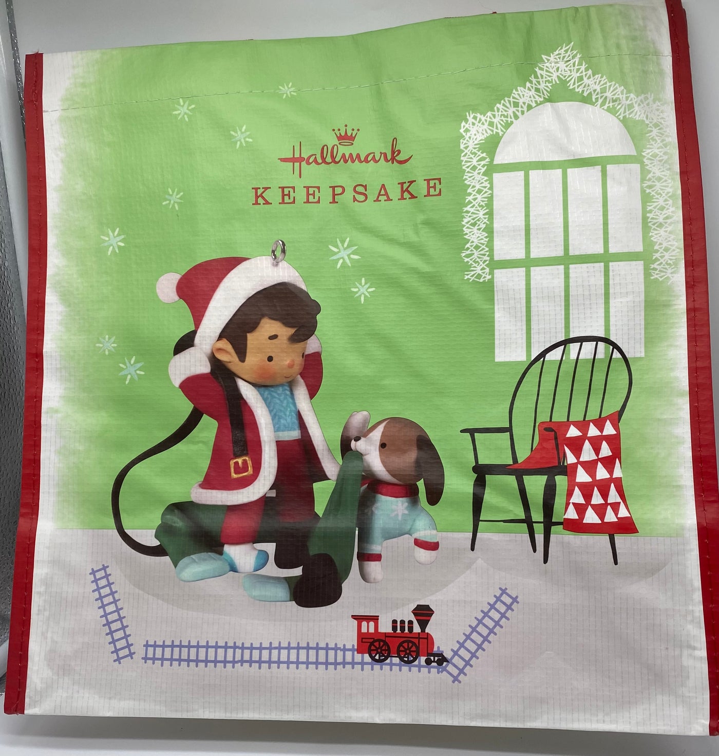 Hallmark 2022 Young Santa with Puppy Reusable Tote New