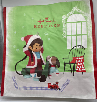 Hallmark 2022 Young Santa with Puppy Reusable Tote New