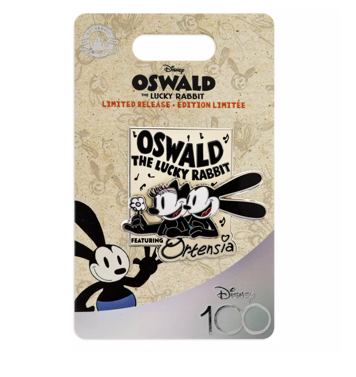 Disney 100 Celebration Oswald the Lucky Rabbit and Ortensia Pin New with Card