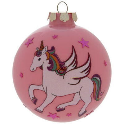 Robert Stanley Pink Unicorn Ball Glass Christmas Ornament New with Tag
