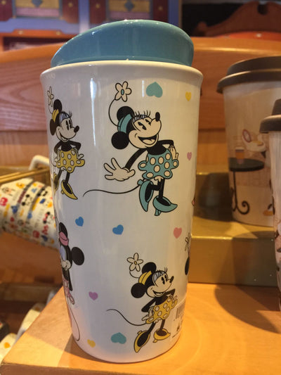 Disney Parks Minnie Mouse Ceramic Tumbler with Lid New
