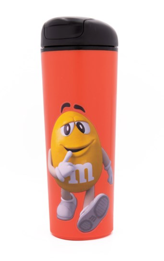 M&M's World Yellow Character Neverfall Orange Tumbler 16 oz New