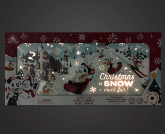 Disney Walt's Holiday Lodge Mickey Friend Sledding Christmas Light Up Sign New