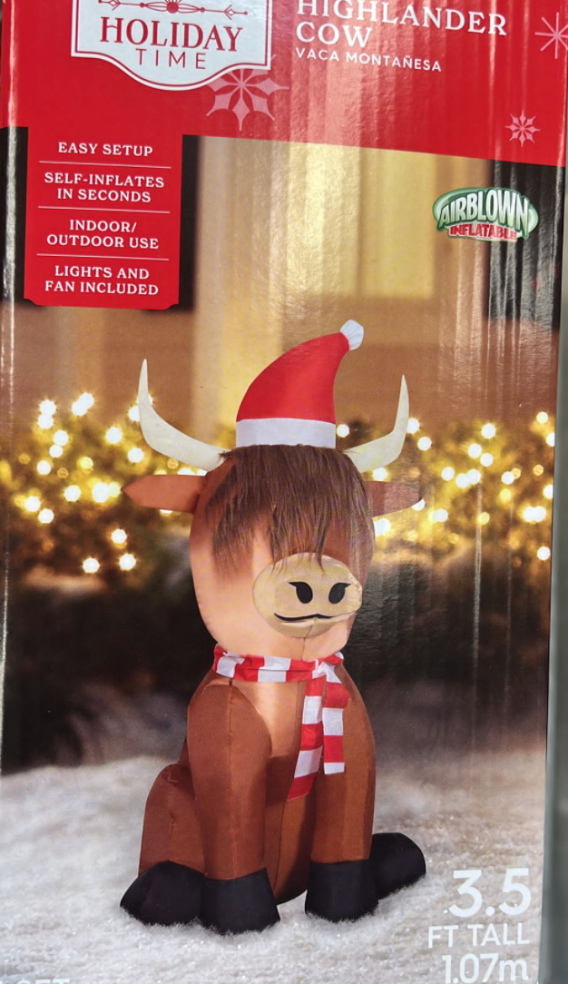 Holiday Time Highlander Cow Indoor/Outdoor Airblown Inflatable New With Box