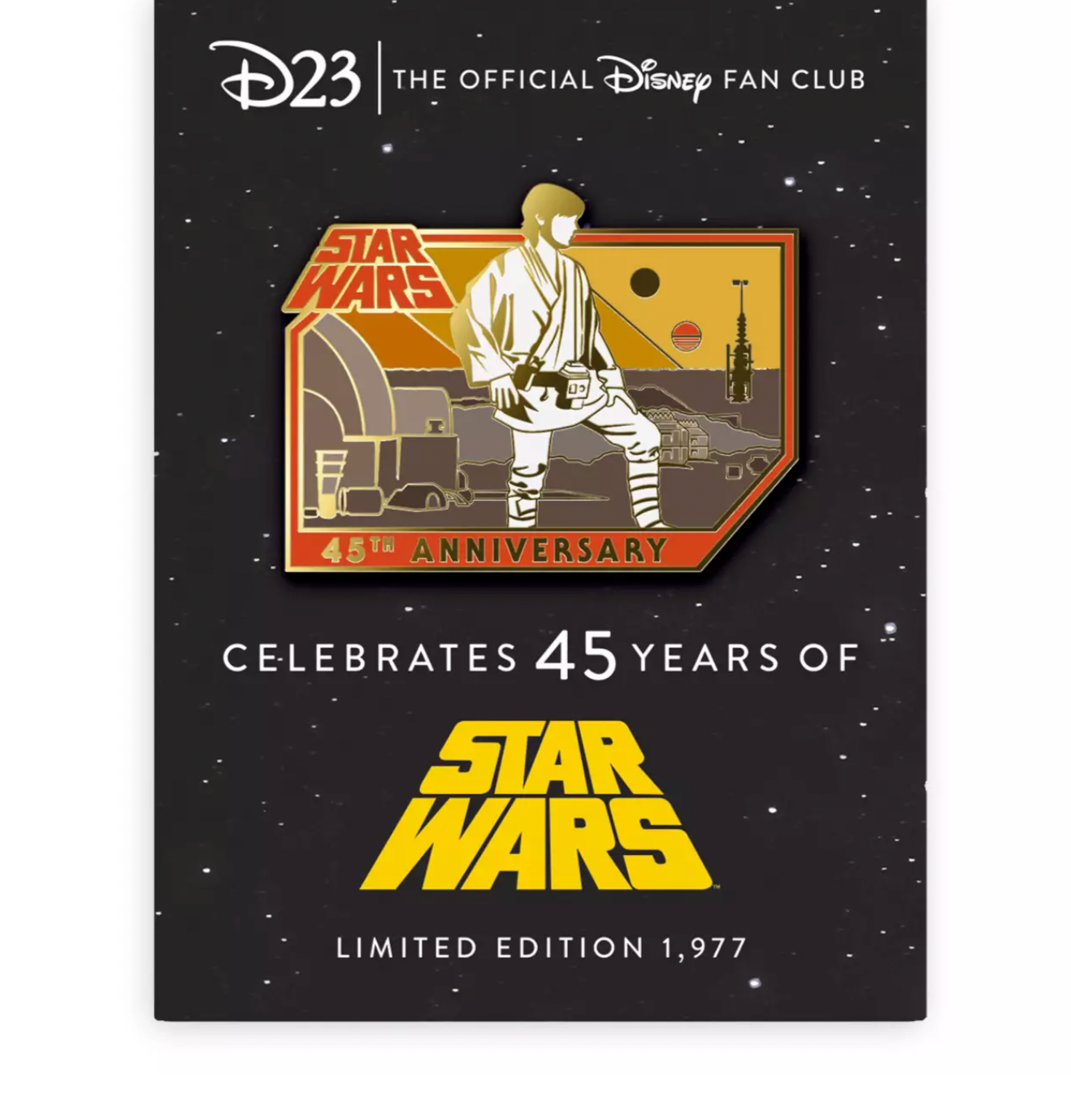Disney D23 Exclusive Star Tours 35th Luke Skywalker Pin Limited New with Card