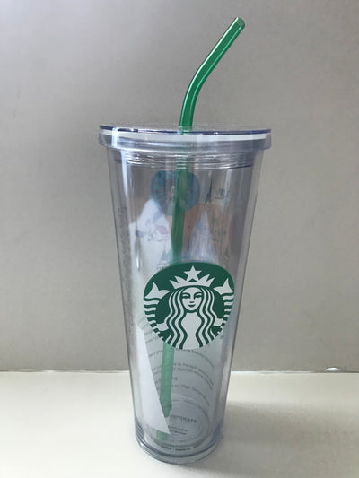 Disney Parks Starbucks Attractions Acrylic Tumbler with Straw 24oz New