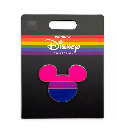 Disney Parks Rainbow Collection Mickey Icon Bisexual Flag Pin New with Card