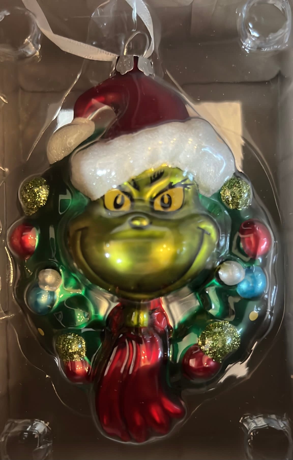 Hallmark Dr. Seuss The Grinch Blown Glass Christmas Ornament New with Box