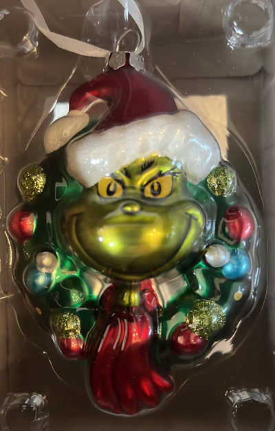 Hallmark Dr. Seuss The Grinch Blown Glass Christmas Ornament New with Box