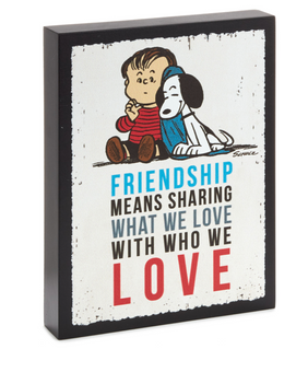 Hallmark Peanuts Linus and Snoopy Friendship Wood Quote Sign New