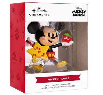 Hallmark 2022 Disney Mickey Mouse Baby's First Christmas Ornament New With Box