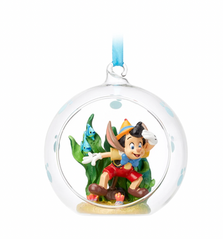 Disney Pinocchio Glass Globe Sketchbook Christmas Ornament New with Tag
