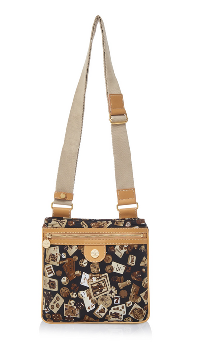 Madrid Life is a Game Dark Brown Shoulder Bag Made in Italy by Divo Diva New
