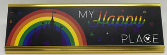 Disney Parks My Happy Place Castle Rainbow Desk Nameplate New