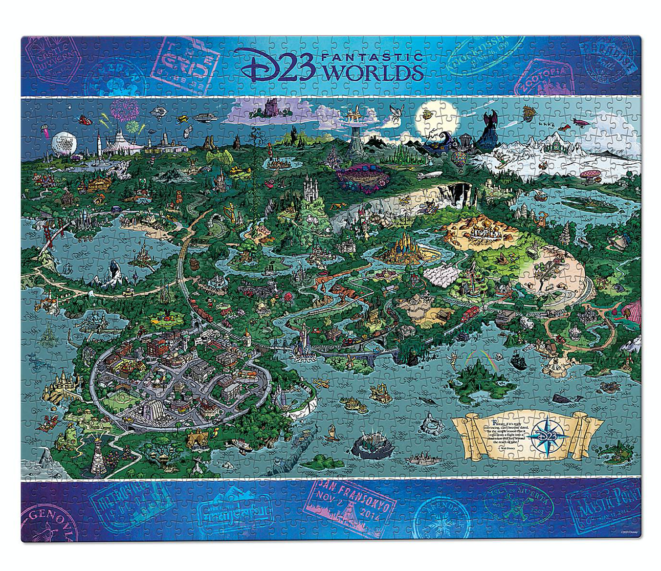Disney D23 Exclusive Fantastic Worlds Map 1000pcs Limited Puzzle New with Box