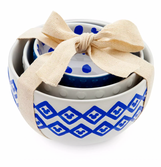 Disney Parks Homestead Blue Mickey Icons Nesting Bowls Set New with Tags