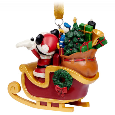 Disney Parks Turn of the Century Holiday Mickey Minnie Santa Sleigh Ornament New