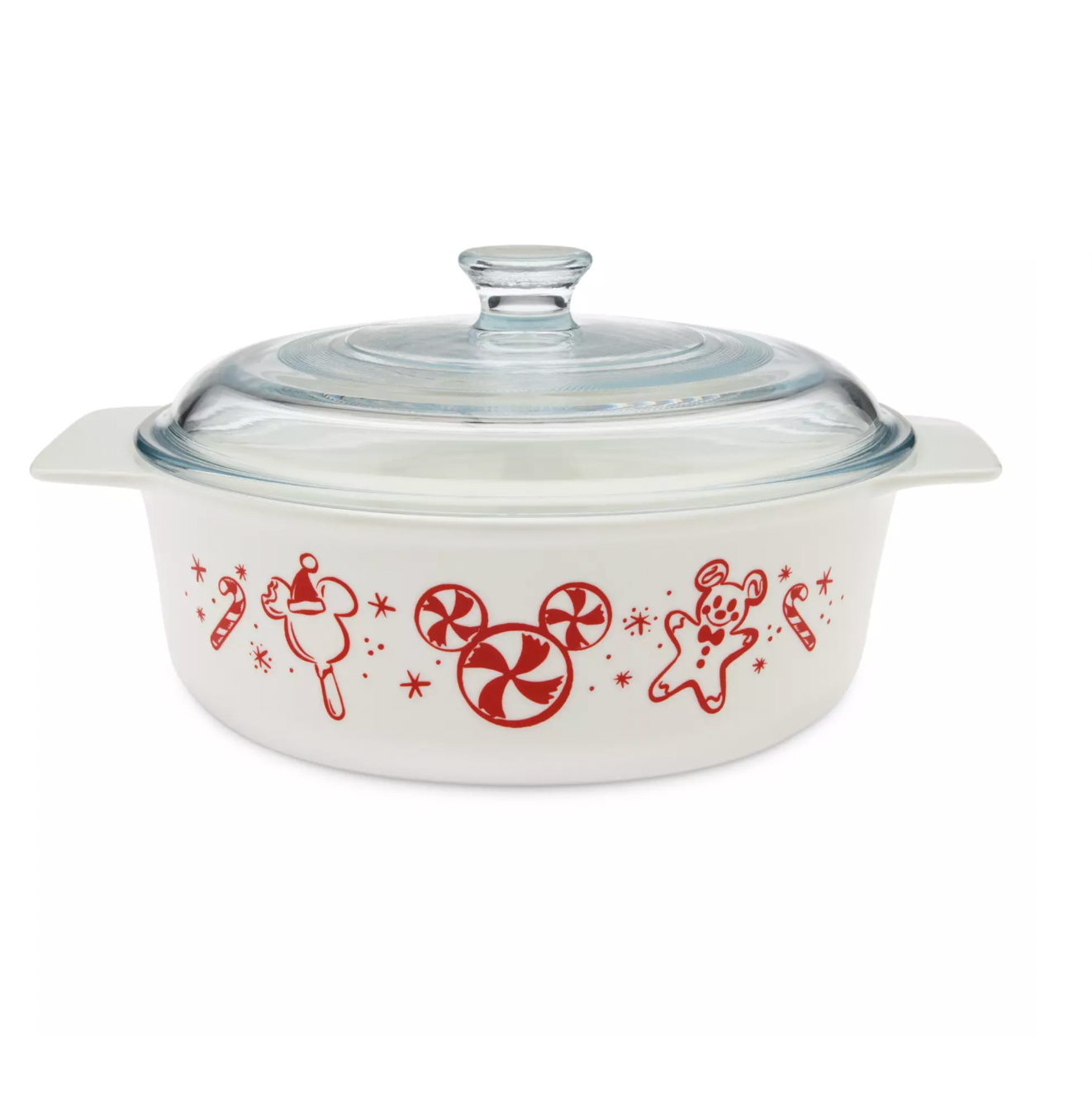 Disney Vintage Mickey Christmas Ceramic Casserole Dish with Lid New