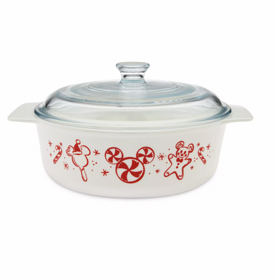 Disney Vintage Mickey Christmas Ceramic Casserole Dish with Lid New
