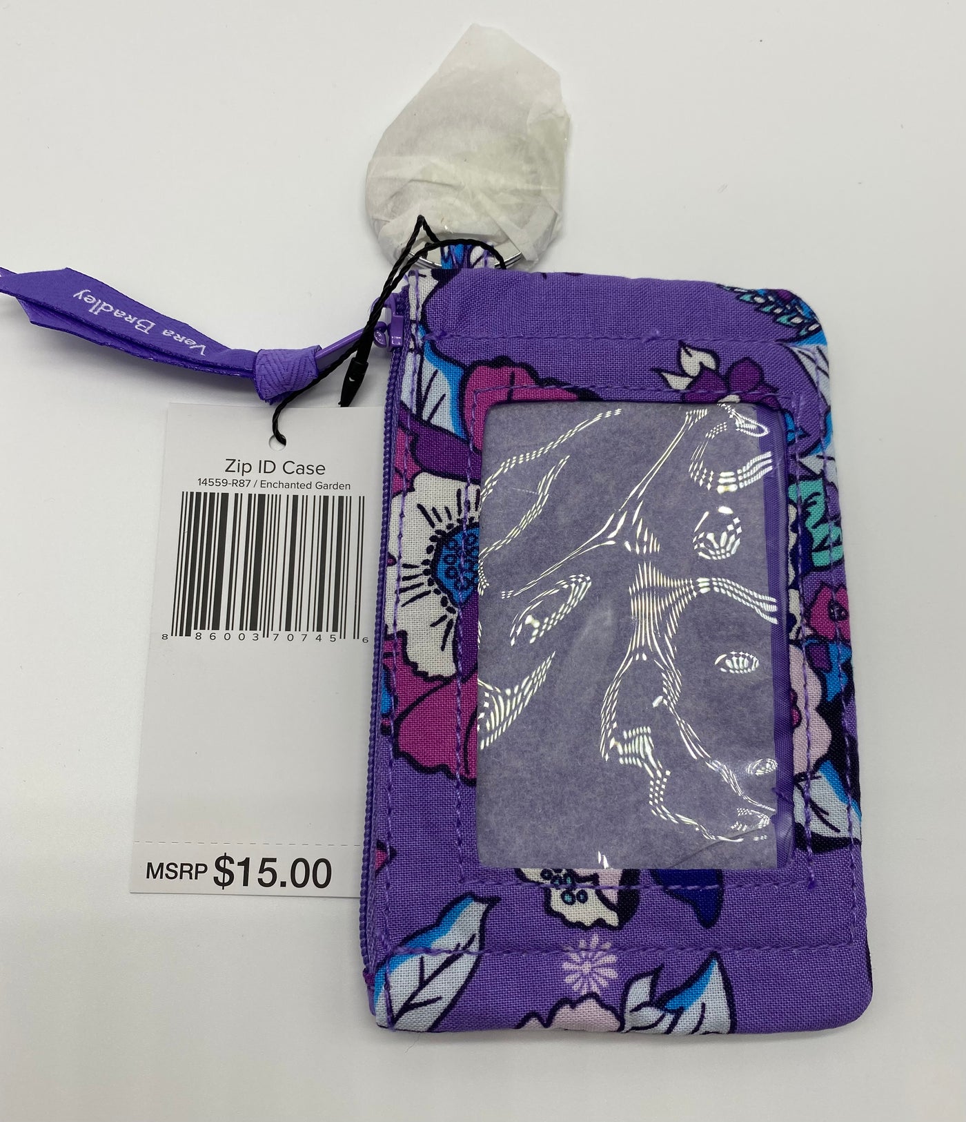 Vera Bradley Cotton Zip ID Case Enchanted Garden New with Tag