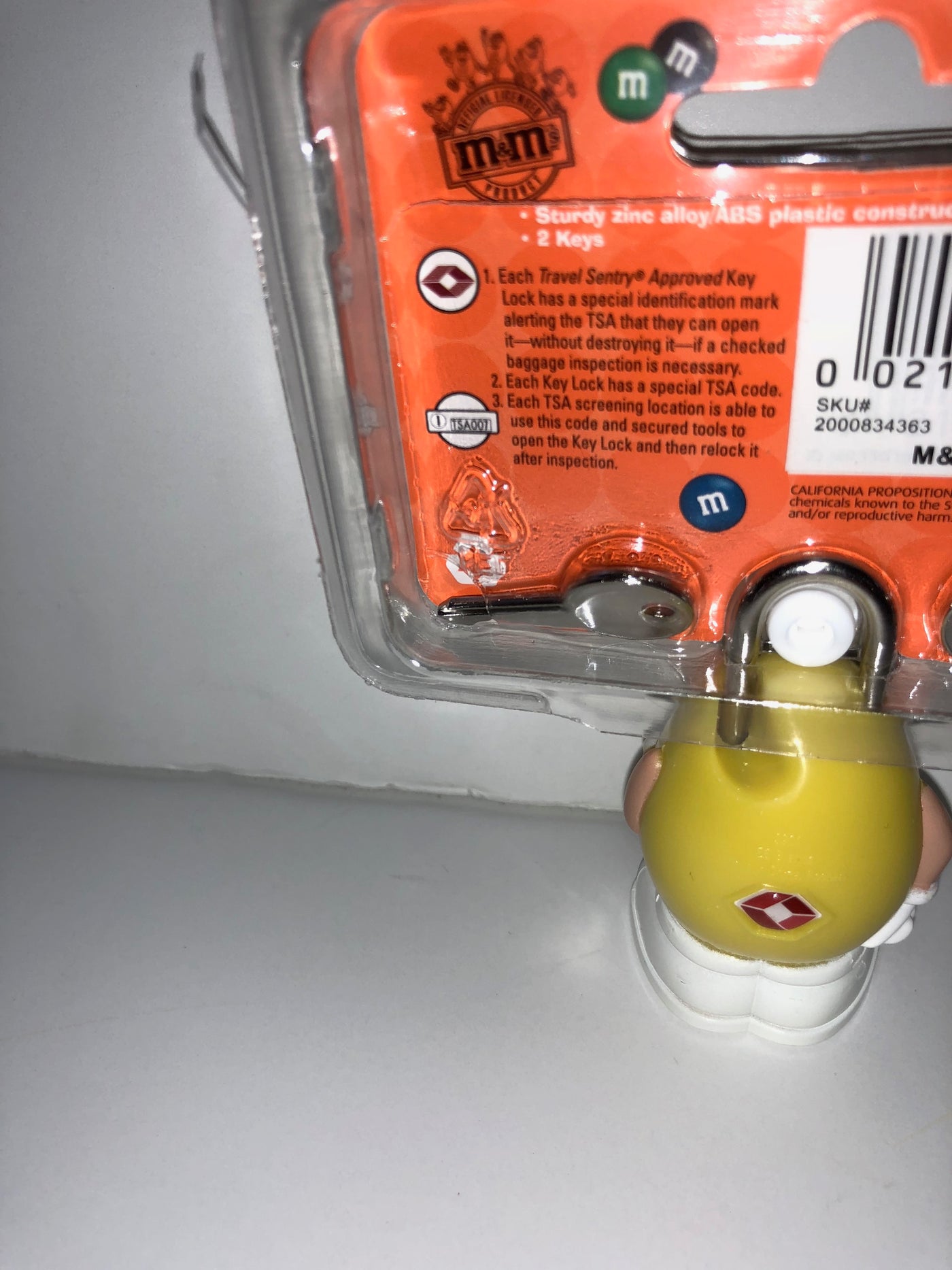 M&M's World Character Yellow Luggage Lock TSA Accepted New Sealed
