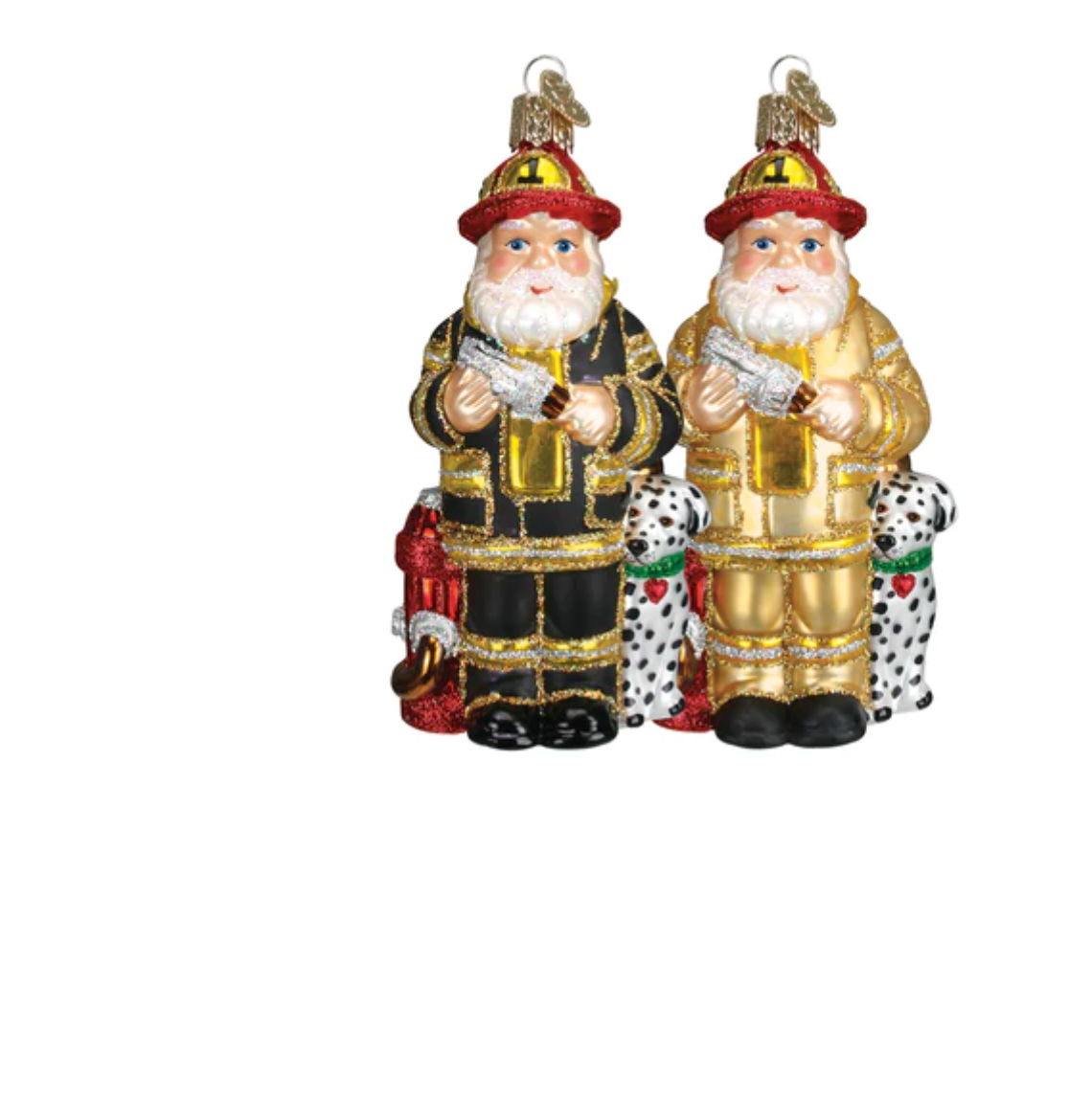 Old World Christmas Fireman Santa Set Glass Christmas Ornament New with Tag