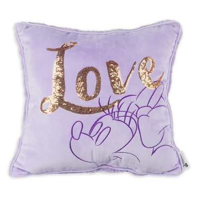 Disney Parks Minnie Mouse Purple Love Sequined Pillow New with Tags