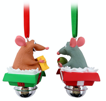 Disney Parks Remy and Emile Ratatouille Christmas Bell Ornament Set New with Tag