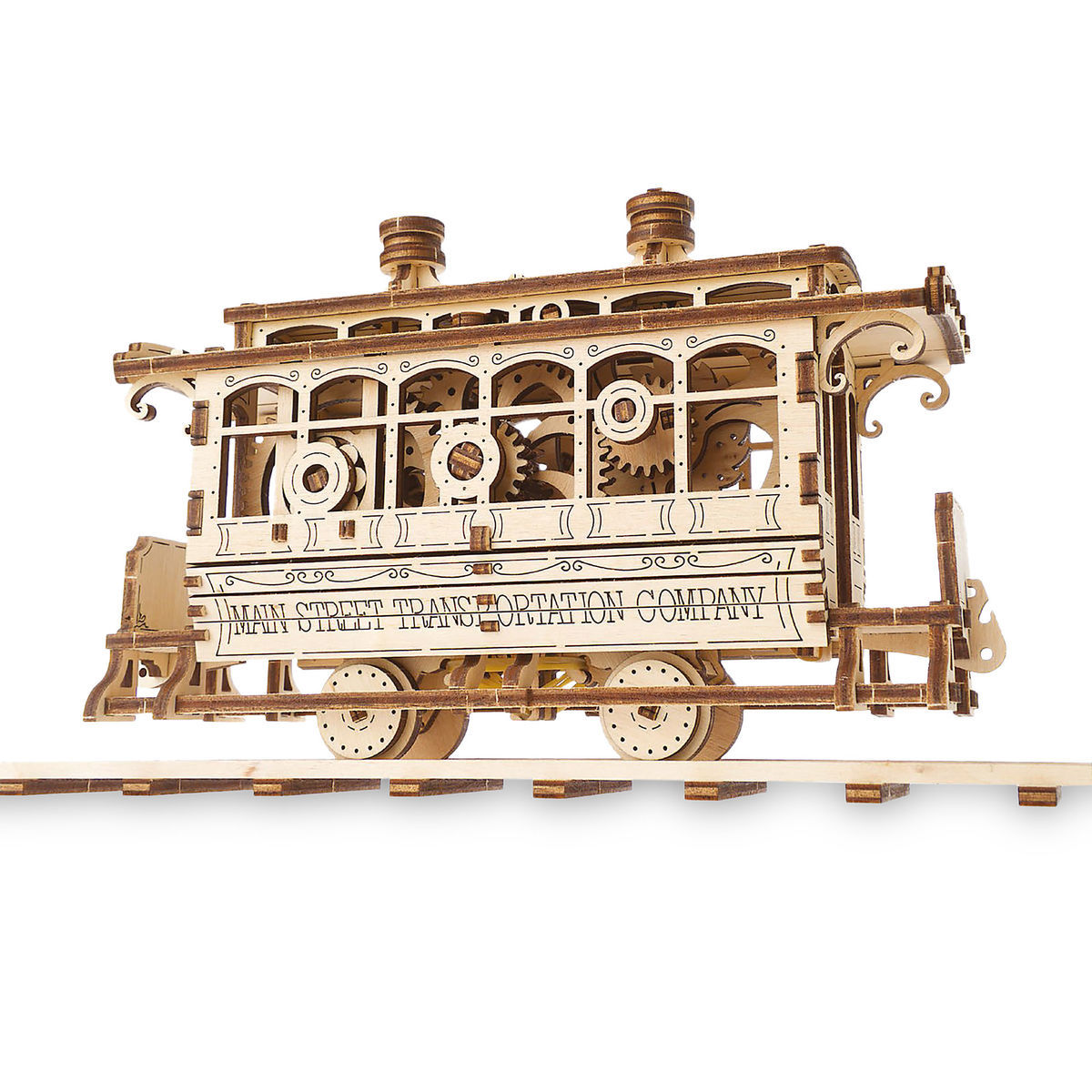 Disney Main Street U.S.A. Trolley Wooden Puzzle Working Mechanical Model New Box